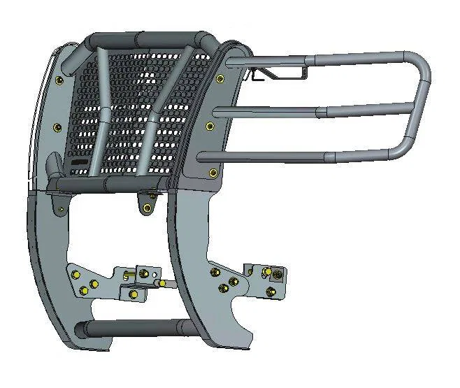 RU-CHSI07-B – BLACK HORSE Grille Guard, 3-Piece Modular Powder Coated Black Steel With Brush Guard Without Skid Plate